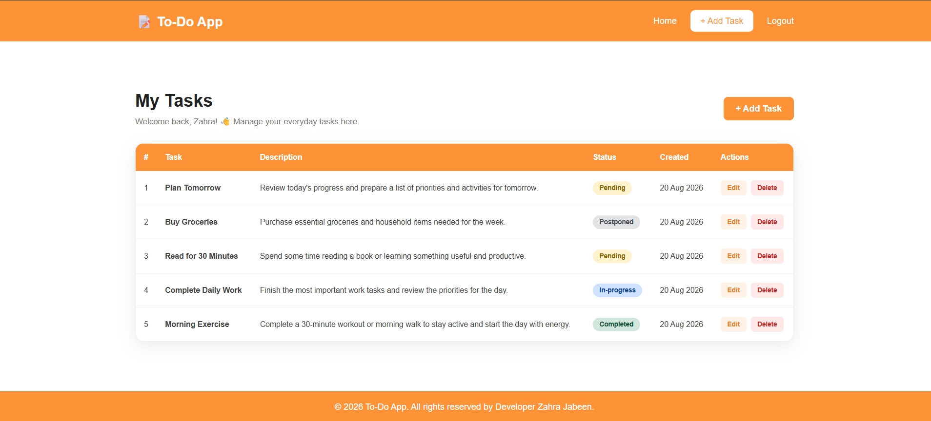 Task Manager built with Python and Flask